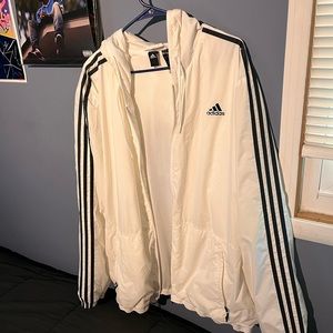 Adidas White and Black Windbreaker XXL